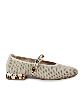 BAILARINA DE PIEL CON TACÓN ANIMAL PRINT DE MUJER APLAUSO ROCK 11 BEIGE