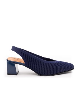 ZAPATO DESTALONADO ADAPTABLE CON TACÓN PARA MUJER MISS ELASTIC MIL RAYAS MARINO