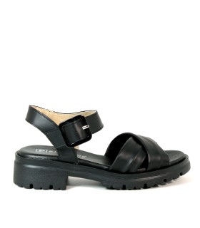SANDALIAS DE PIEL NEGRAS CÓMODAS CIERRE DE HEBILLA PARA MUJER PITILLOS 2832