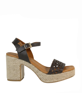 SANDALIAS DE PIEL CON PISO TRENZADO PARA MUJER PENELOPE 6471 MARRÓN