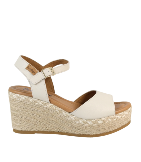 SANDALIAS DE PIEL CON CUÑA DE YUTE PARA MUJER PENELOPE 6523 BEIGE