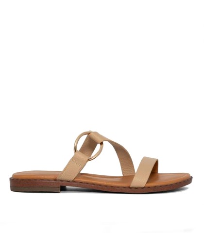 SANDALIA PLANA DE PIEL BEIGE PARA MUJER THE HAPPY MONK MENORCA 009