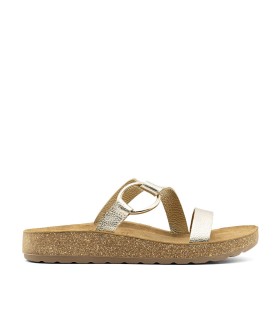 SANDALIAS BIO DE PIEL PARA MUJER THE HAPPY MONK FORMENTERA 007 PLATINO