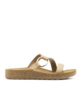 SANDALIAS PLANAS BIO EN PIEL PARA MUJER THE HAPPY MONK FORMENTERA-007 BEIGE
