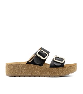 SANDALIAS BIO CON HEBILLAS PARA MUJER THE HAPPY MONK GOMERA 006 NEGRO