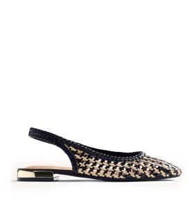 BAILARINAS PIEL TRENZADA BICOLOR BLANCO Y NEGRO PARA MUJER GIOSEPPO WENDELL