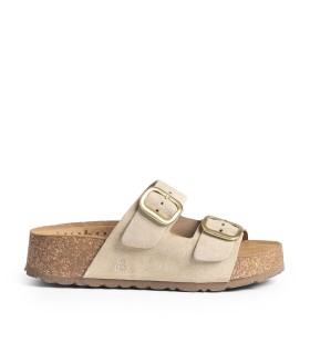 SANDALIAS DE PIEL DE SERRAJE CON PLATAFORMA PARA MUJER YOKONO WIWI-003 BEIGE