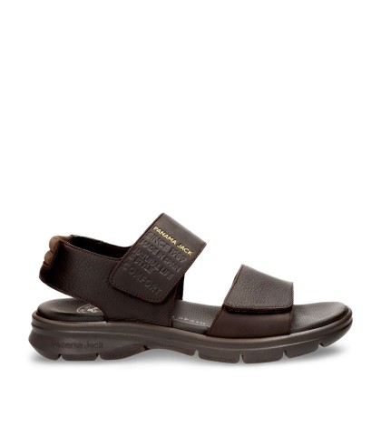 SANDALIAS DE PIEL CON VELCRO PARA CABALLERO PANAMA JACK RUSELL C2 MARRÓN
