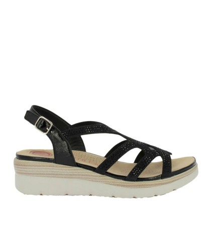 SANDALIAS CONFORT CON DETALLE DE BRILLOS PARA MUJER DOCTOR CUTILLAS 31803 NEGRO