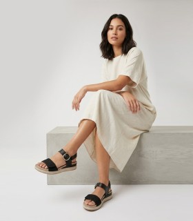 SANDALIAS DE PIEL CON PLANTILLA EXTRAIBLE PARA MUJER 30´S 4531 NEGRO