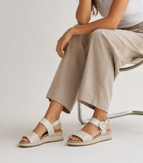 SANDALIAS DE PIEL CON PLANTILLA EXTRAIBLE PARA MUJER 30´S 4531 HIELO