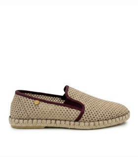ALPARGATAS PLANAS DE CABALLERO VERBENAS TOM REJILLA TAUPE/BURDEOS