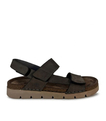 SANDALIA PLANA DE PIEL CON VELCROS PARA CABALLERO WALK AND FLY FIACHI 8385 51270 MARRÓN