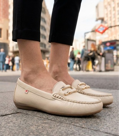 MOCASINES DE PIEL PARA MUJER FLUCHOS BRUNI F2156 BEIGE