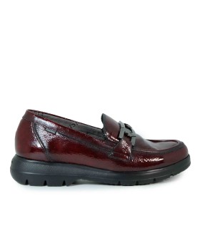 MOCASINES DE PIEL CHAROL PARA MUJER DE FLUCHOS GLADIS F1794 BURDEOS