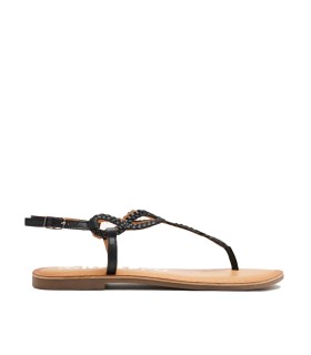 SANDALIAS PLANAS CON TIRAS  TRENZADAS NIOAQUE GIOSEPPO NEGRO