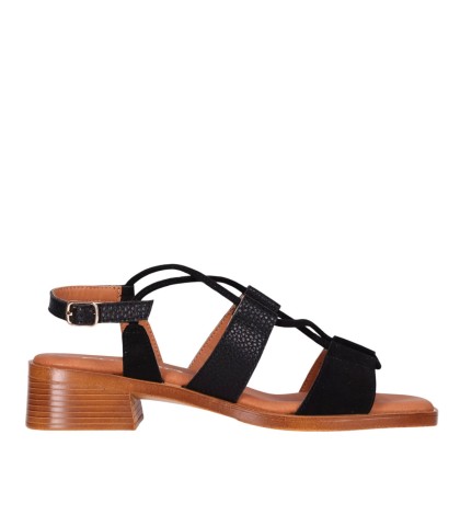 SANDALIAS DE PIEL NEGRAS CONTACÓN BAJO MUJER CHIKA 10 BINKA 11 NEGRO