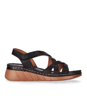 SANDALIAS DE PIEL NEGRAS CON CIERRE DE VELCRO PARA MUJER CHIKA 10 RELAX 03