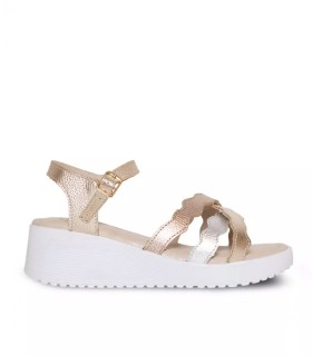 SANDALIAS ONFORT CON TIRAS ONDULADAS PARA MUJER THE HAPPY MONK BANUS 003 PLATINO