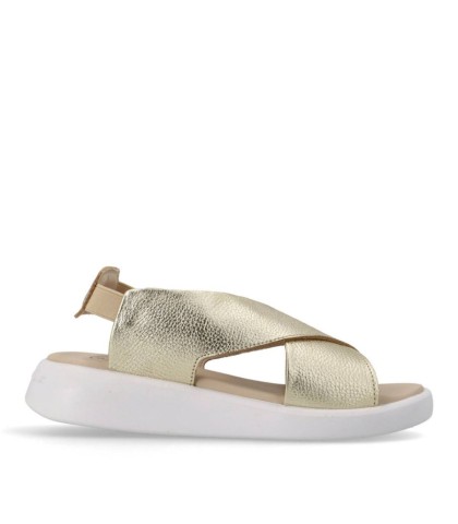 SANDALIAS DE PIEL CONFORT PARA MUJER THE HAPPY MONK COSTA 001  METAL PLATINO