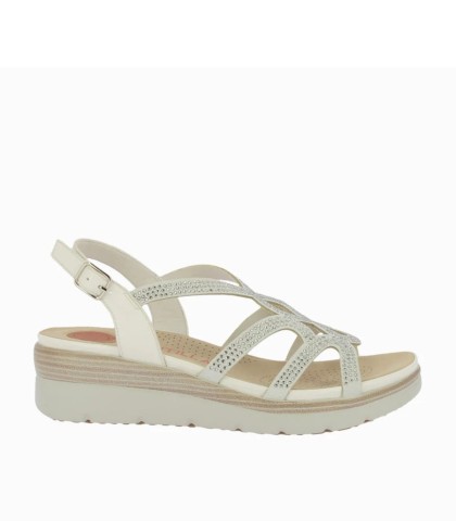 SANDALIAS CONFORT CON DETALLES BRILLANTES PARA MUJER DOCTOR CUTILLAS 31803 BEIGE