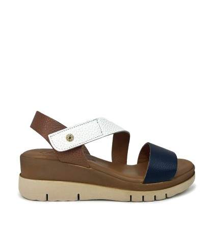 SANDALIAS DE CUÑA CON PLANTA DE GEL PARA MUJER APLAUSO 8243 MULTI MARINO