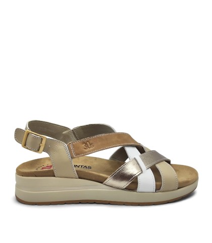 SANDALIAS DE PIEL CON PLANTILLA EXTRAIBLE PARA MUJER 30´S 4535 COMBI CUERO