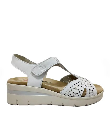 SANDALIAS DE PIEL CON PLANTILLA EXTRAIBLE PARA MUJER 30´S 4522 BLANCO