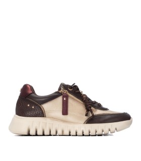ZAPATILLAS CASUAL DE PIEL CON CREMALLERA PARA MUJER CARMELA 164244 MARRÓN