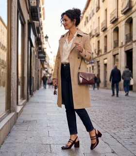 ZAPATOS DESTALONADOS MARY-JANE EFECTO CHAROL SODUS MARRÓN