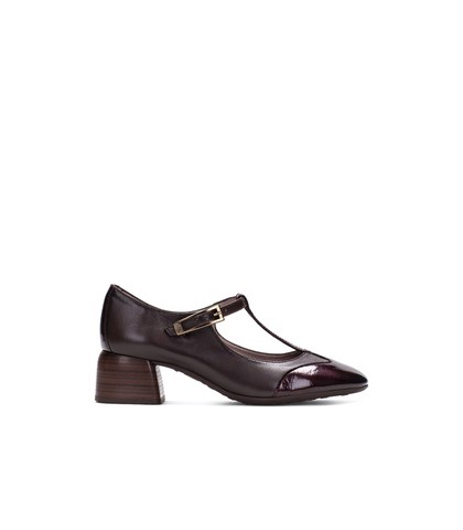 ZAPATOS DE TACÓN COMBINADOS EN PIEL Y CHAROL HISPANITAS VARSOVIA HI265094 BURDEOS