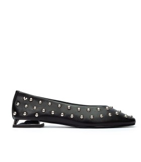 BAILARINA CON TACHUELAS Y TACÓN BAJO METALIZADO MARTINELLI VESCIA S009-B479PY NEGRO