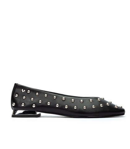 BAILARINA CON TACHUELAS Y TACÓN BAJO METALIZADO MARTINELLI VESCIA S009-B479PY NEGRO
