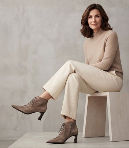 BOTÍN TACÓN MEDIO HISPANITAS VELOUR CASTORO - HI264960 - TAUPE