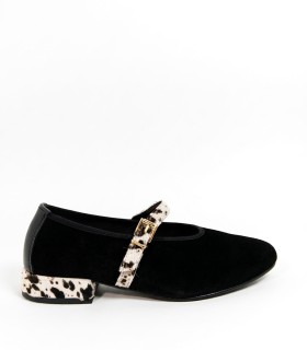 BAILARINA EN PIEL DE SERRAJE CON ANIMAL PRINT DE MUJER APLAUSO ROCK11 NEGRO