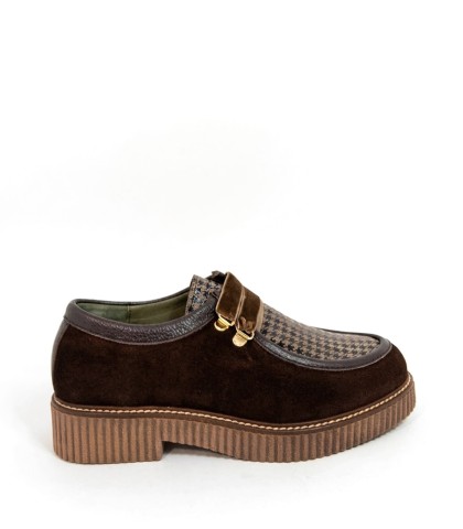 ZAPATOS DE PATA DE GALLO EN PIEL SERRAJE PARA MUJER APLAUSO TUDELOA 02 MARRÓN