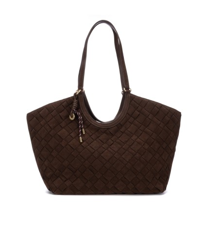 BOLSO SHOPPER DE HOMBRO CARMELA 186246 DE PIEL SERRAJE TRENZADO MARRÓN