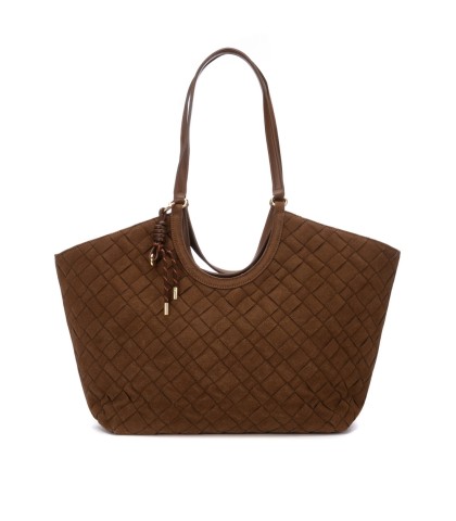 BOLSO SHOPPER CARMELA 186246 DE PIEL SERRAJE CON DISEÑO TRENZADO CAMEL