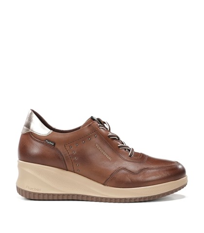 ZAPATILLAS CASUAL CON CUÑA EN PIEL PARA MUJER FLUCHOS NOVAX F2545 CUERO