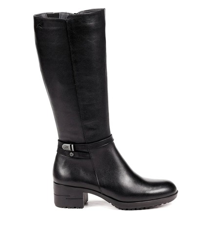 BOTA DE CAÑA ALTA NEGRA DE PIEL FLUCHOS ALISS F1374 NEGRO