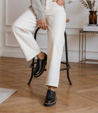 ZAPATOS DE CORDONES NEGROS PARA MUJER PITILLOS 11561