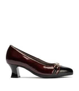 ZAPATOS DE TACÓN CÓMODO PARA MUJER PITILLOS PIEL NEGRO