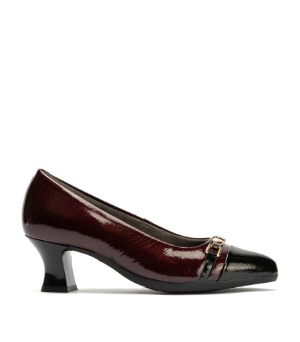 ZAPATOS DE TACÓN CÓMODO PARA MUJER PITILLOS PIEL NEGRO