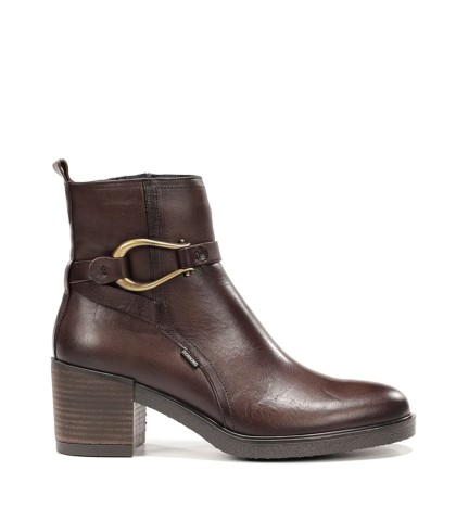 BOTINES DE PIEL CON TACÓN CÓMODO PARA MUJER DORKING D9754 MARRÓN