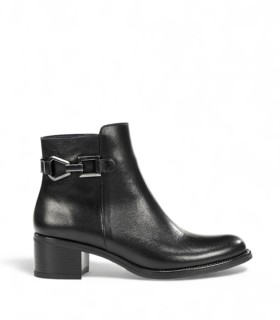 BOTINES DE TACÓN CÓMODO DE PIEL PARA MUJER DORKING CHIARA D9347 NEGRO