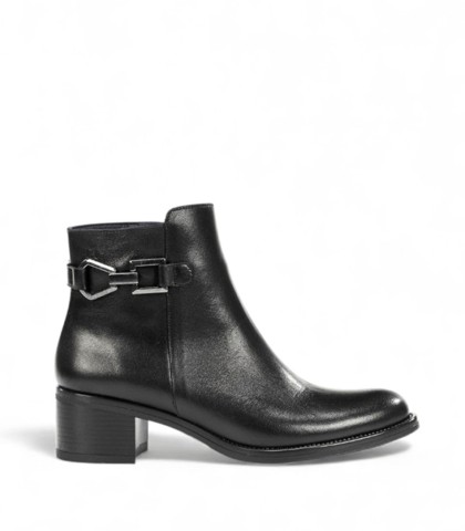 BOTINES DE TACÓN CÓMODO DE PIEL PARA MUJER DORKING CHIARA D9347 NEGRO