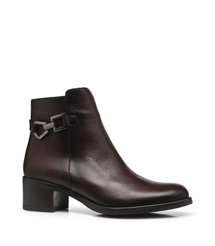BOTINES DE TACÓN CÓMODOS EN PIEL PARA MUJER DORKING CHIARA D947 MARRÓN