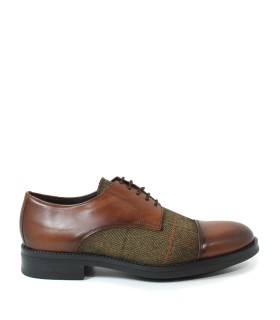 ZAPATO BLUCHER EN PIEL Y TEXTIL TWEED DE CABALLERO KEEP HONEST 01184 MARRÓN