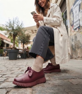 ZAPATOS EN PIEL CONFORT PARA MUJER WONDERS FLEXFLY 21 BURDEOS