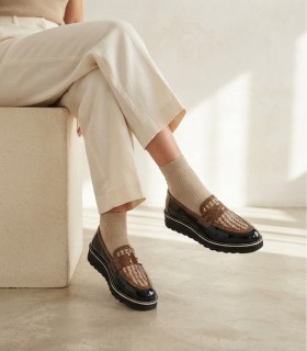 MOCASÍN EN PIEL CHAROL CON ANTIFAZ DE MUJER APLAUSO NOEL 023 NEGRO